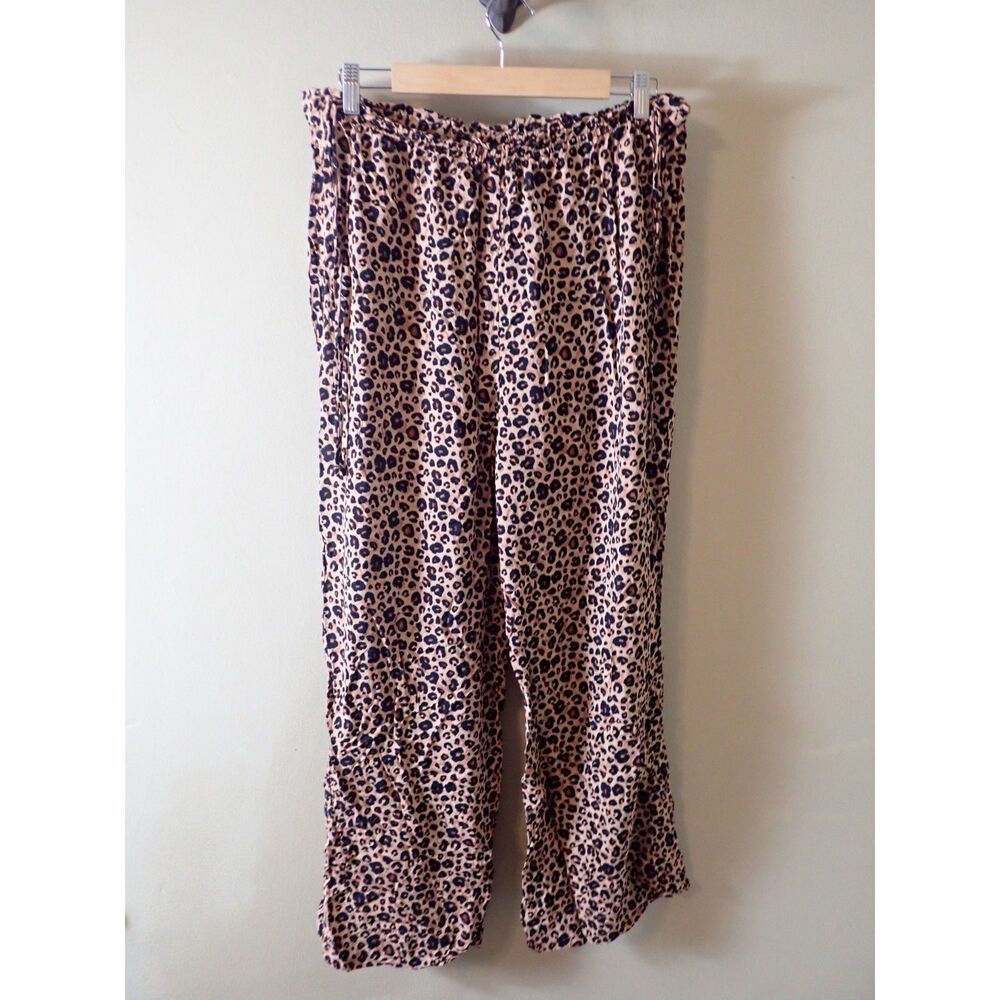 Shade & Shore Large Leopard Print Ruffle Waist CoverUp Pants Swim Beach